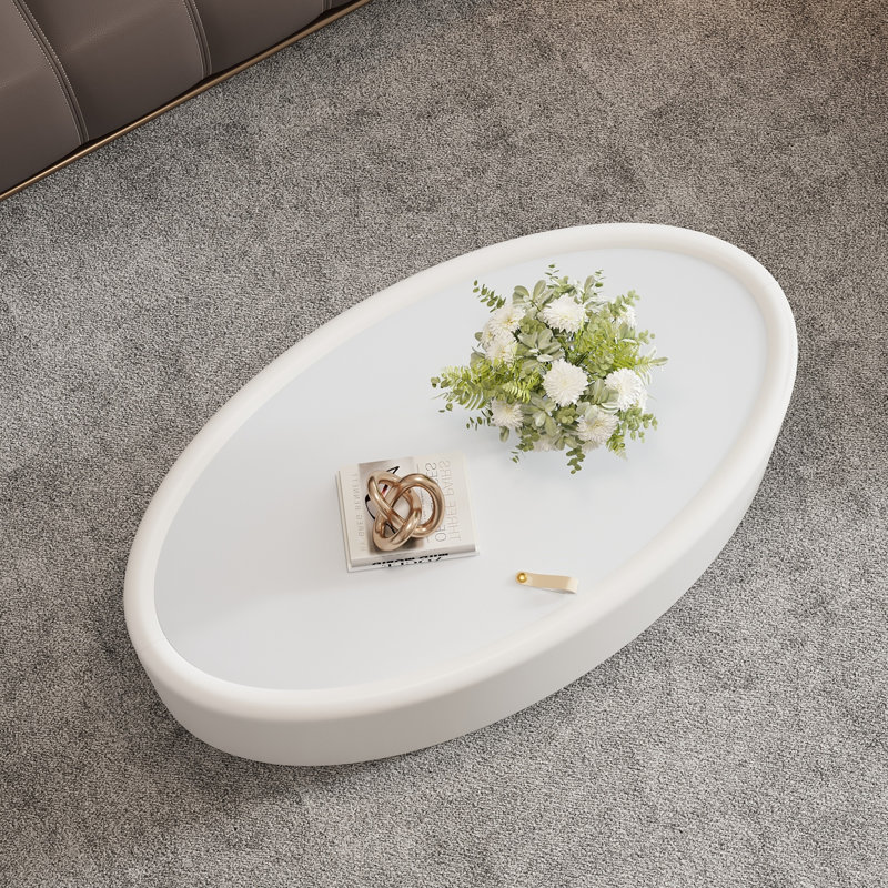 Table basse ovale avec rangement dissimulé, White