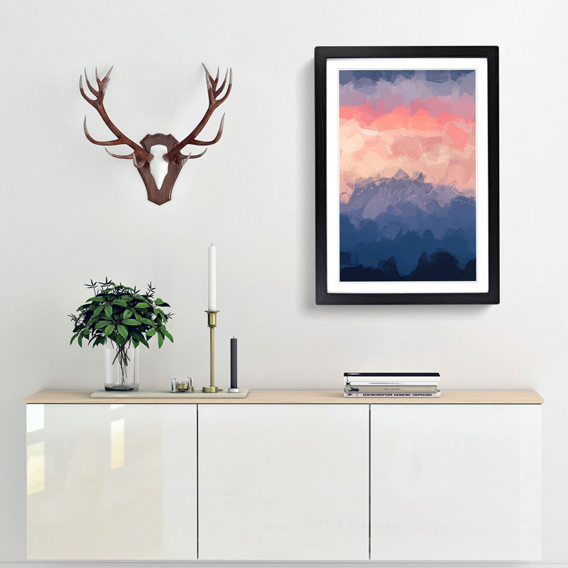 Swiss Mountain in Abstract - Framed Print, 87cm H x 62cm W x 2cm D, Black Framed