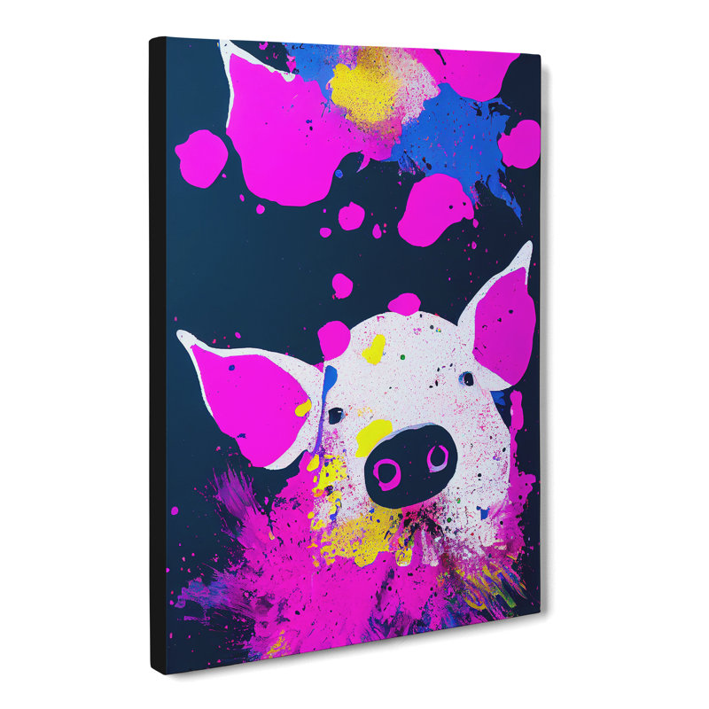 Barrview Pig Splatter Style - Wrapped Canvas, 60cm H x 40cm W x 3cm D