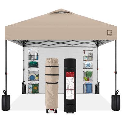 10X10ft Easy Setup Pop Up Canopy, Portable Tent W/ Side Wall, 1-Button Push, Case