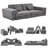 14PCS Fold Out Kids Couch Modular Kids Couch For Playroom In Gray-1603005815