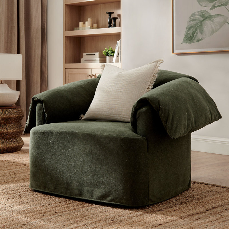 Fauteuil surdimensionné en tissu Lark, Tissu sauge