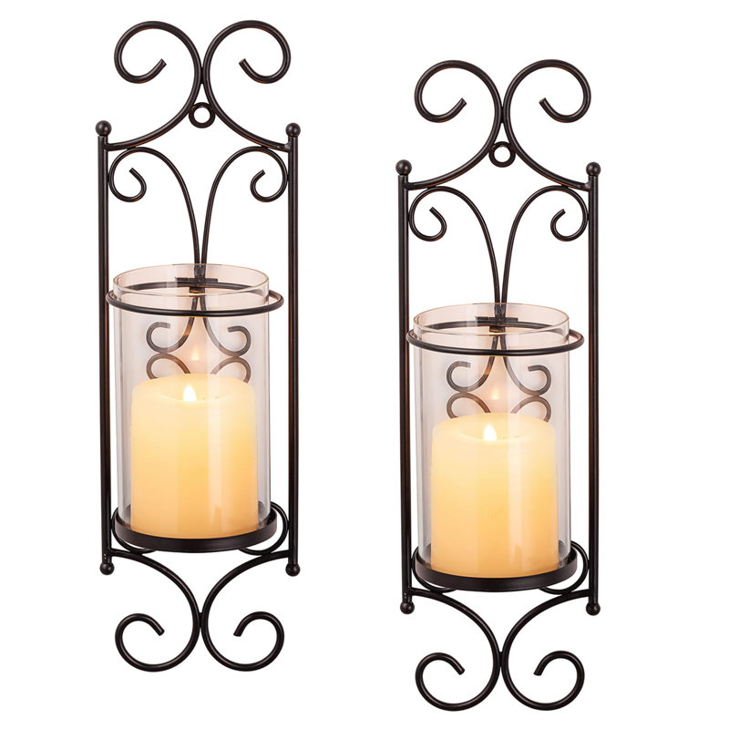 Appliques murales de bougie - ensemble de 2 bougeoirs noirs pour pilier