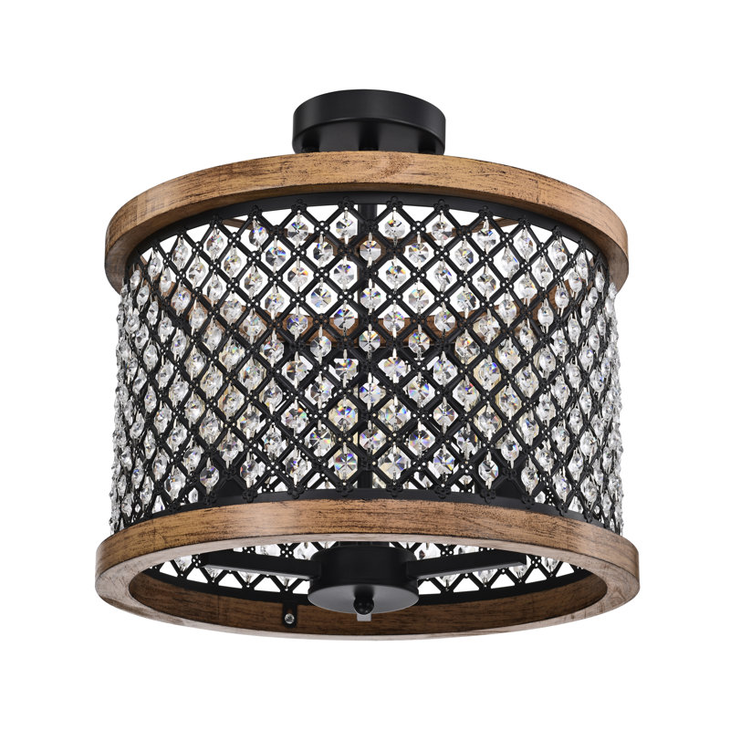 Crystal LED Semi Flush Mount, Matte Black