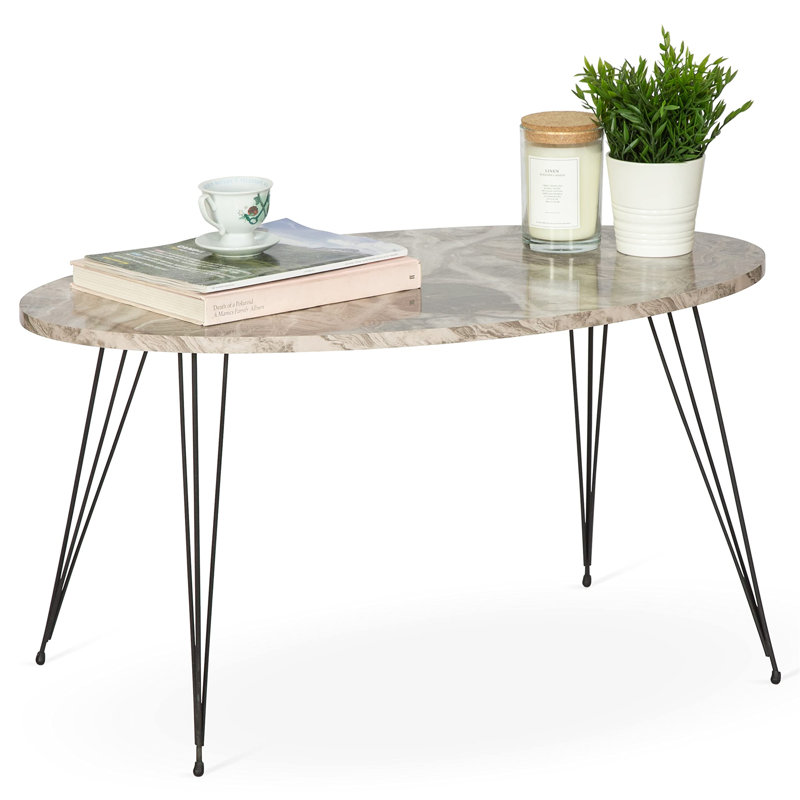 Aubina Four Leg Coffee Table, 42" H x 90" W x 90" D, Grey/Black