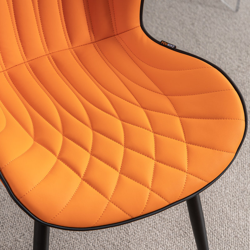 Chaise d'appoint rembourrée en similicuir avec structure en métal, Orange