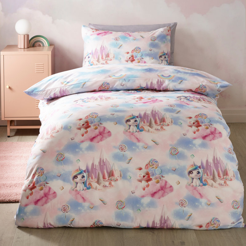 Candy Unicorn So Soft Reversible Duvet Cover Set, Double Bedspread + 2 Standard Pillowcases