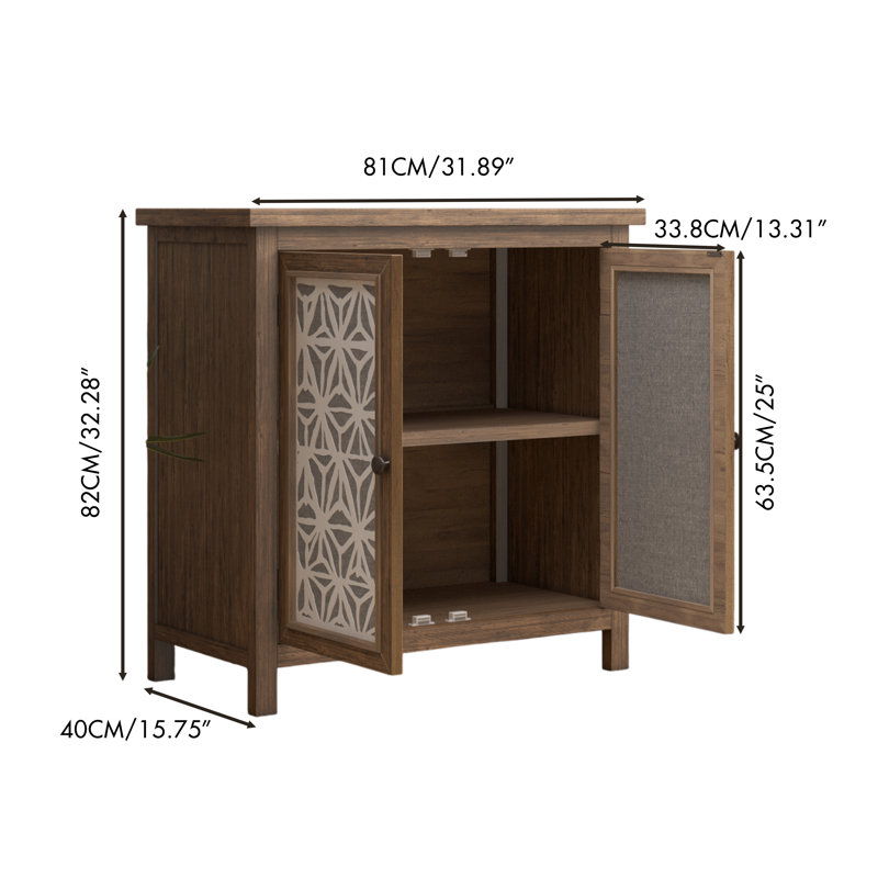 Rustic Natural Aged Brown Solid Wood Transitional Storage Cabinet