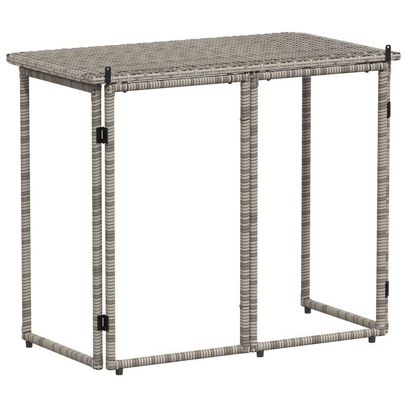 Folding Garden Table 90X51x75 Cm Poly Rattan, Grey