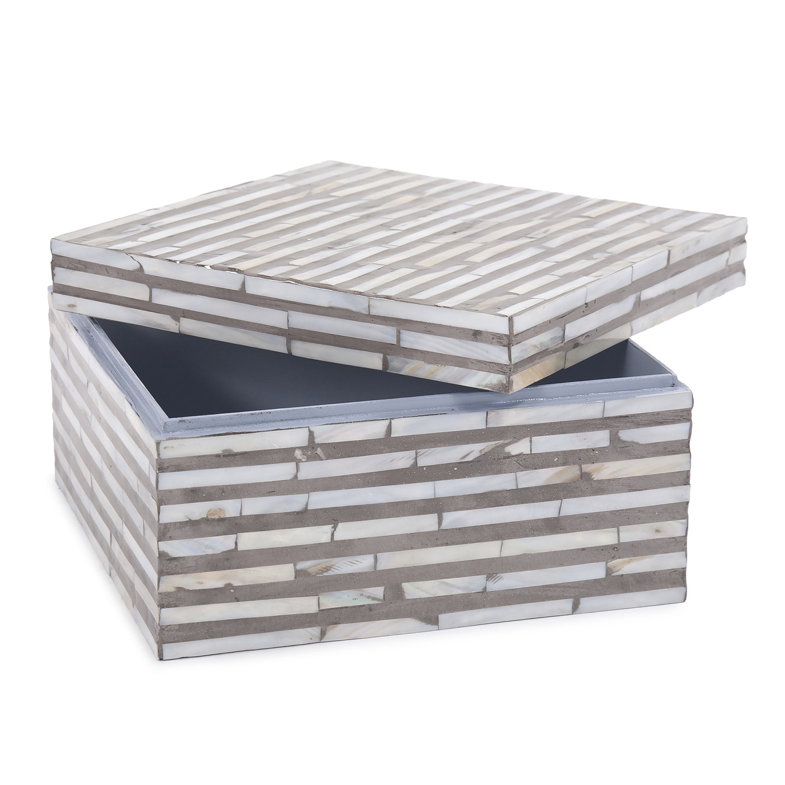 Omega Mother of Pearl Box, 5" H x 8"W x 8" D