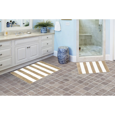 Ensemble de tapis de bain 2 pièces en nylon et polyester avec envers antidérapant Ronning Beach