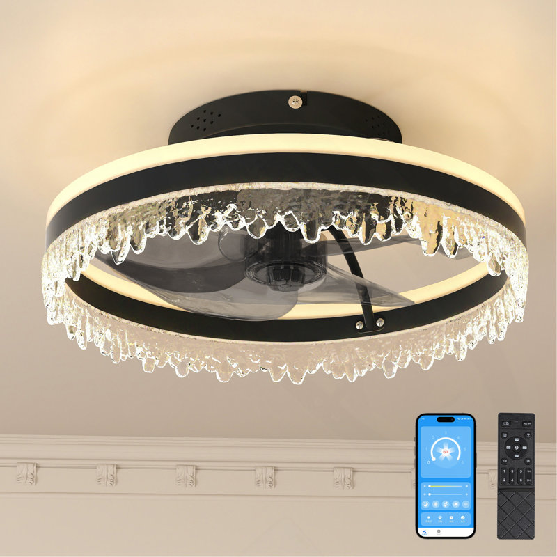 Ventilateur de plafond intelligent 20 po noir avec fonction silencieuse, réglage à plusieurs vitesses pour la chambre à coucher, la salle d'étude et la salle à manger
