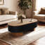 Table basse de salon elliptique de 43,7 po avec rangement caché et plateau de table amovible-1744460833