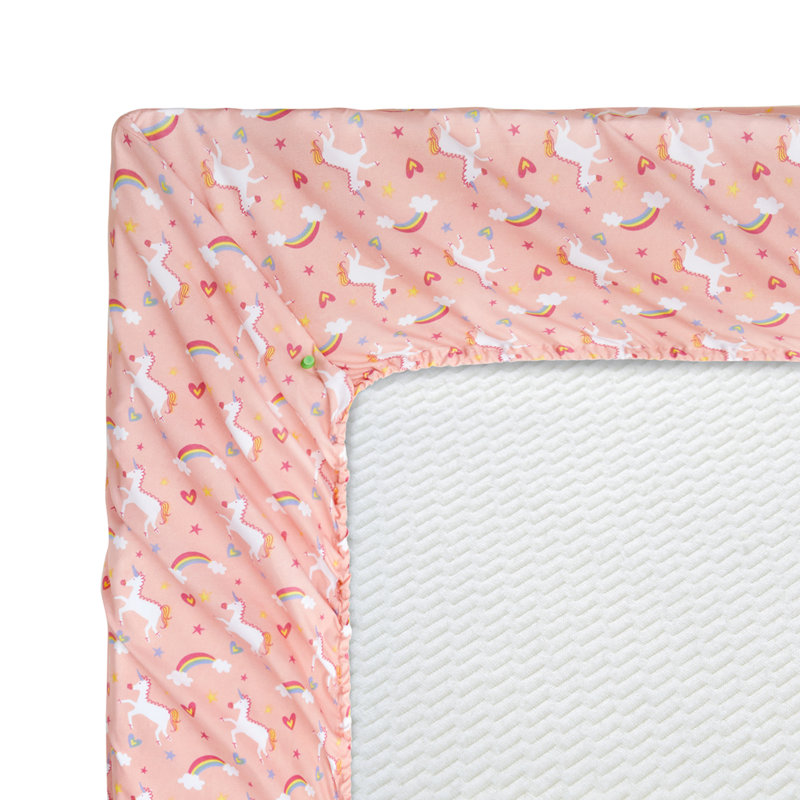 Pink Unicorn Rainbow Cotton Blend Percale Full Sheet Set