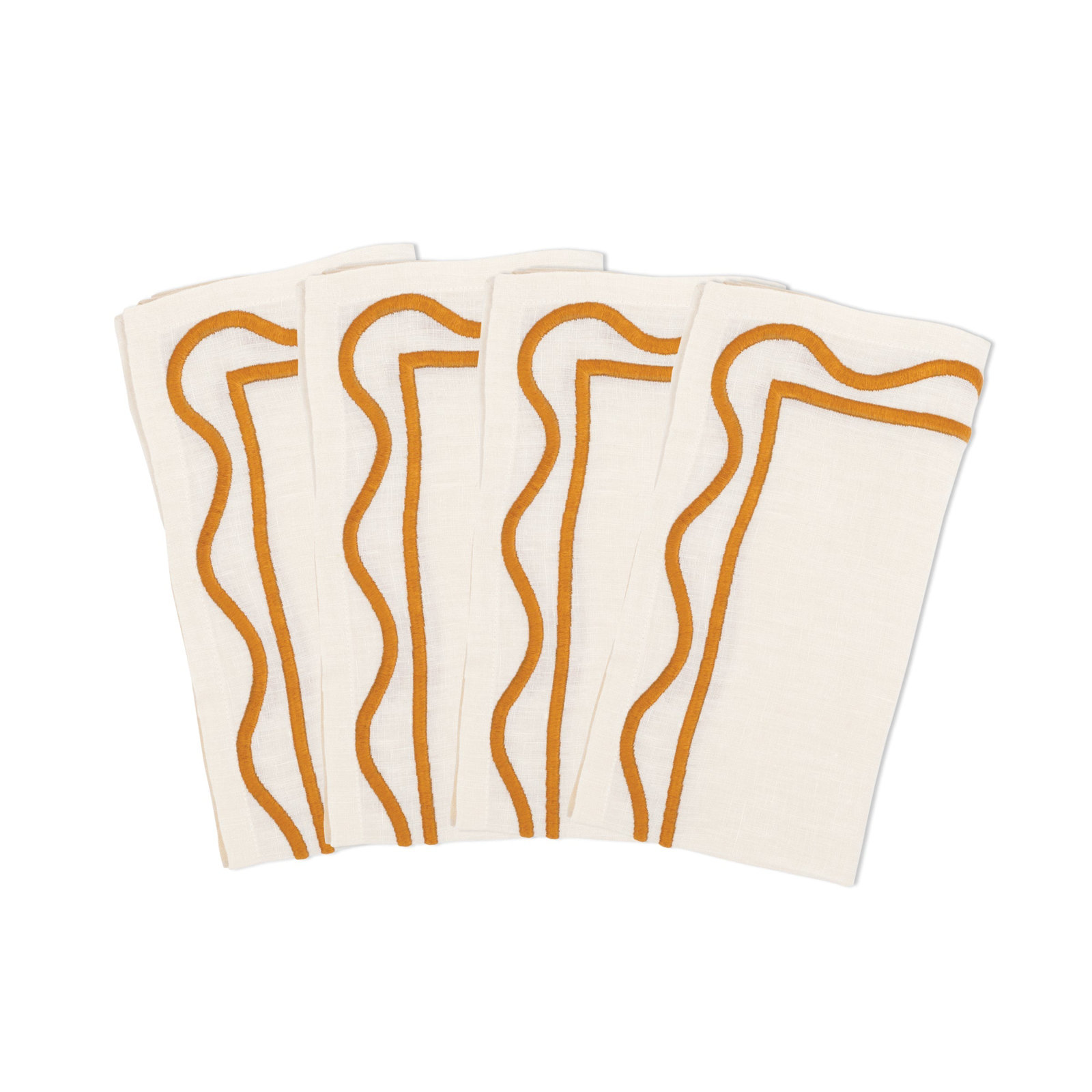 Colorblock Embroidered Linen Napkins (Set of 4), Amber