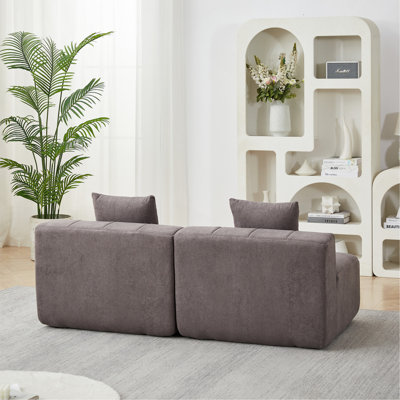 Chenille curved sectional sofa with 2 pillows,Curved Symmetrical Modular Semi Circular Sofa Sectional for bedroom, living room, office for leisure or nap, reading room, and lobby
