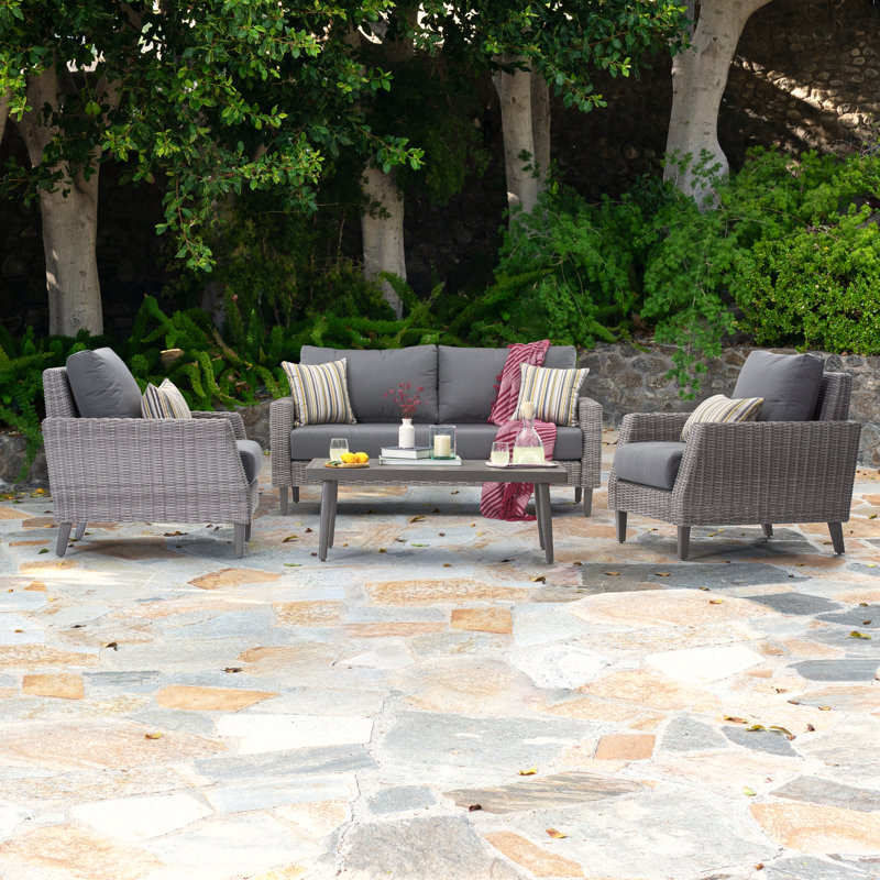 Castelli 4 - Piece Sofa Seating Group with Cushions, Gray