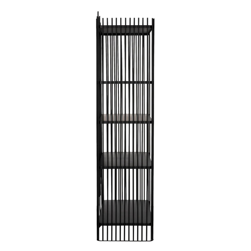 Matte Black Industrial Wood Geometric Bookcase