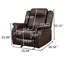 Ensemble de canapé inclinable manuel en similicuir avec porte-gobelet brun-2043488621