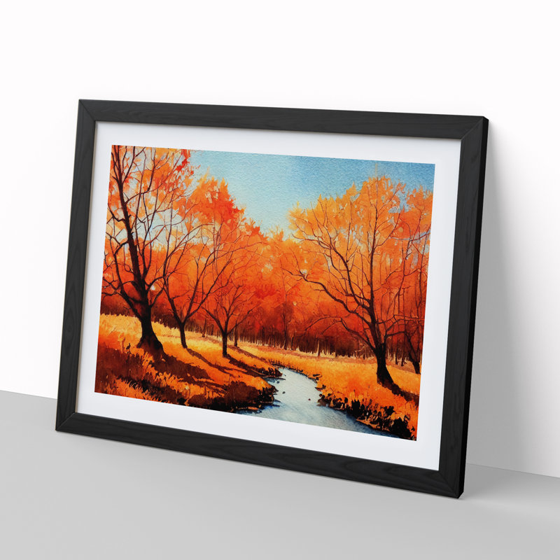 Spirited Autumn Forest - Single Picture Frame Painting, 34cm H x 46cm W x 2cm D, Black