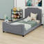 Upholstered Daybed With Classic Stripe Shaped Headboard-395891853