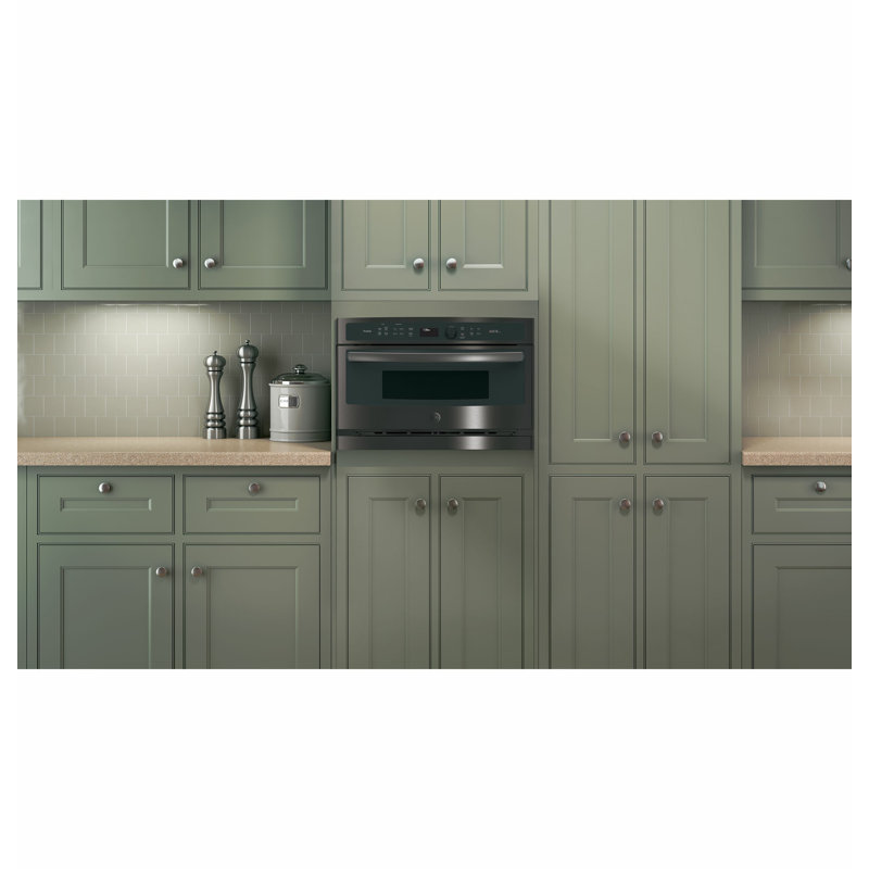27" Capacity cu. 1.7 Convection Electric Single Wall Oven with Built-In Microwave, Black Stainless