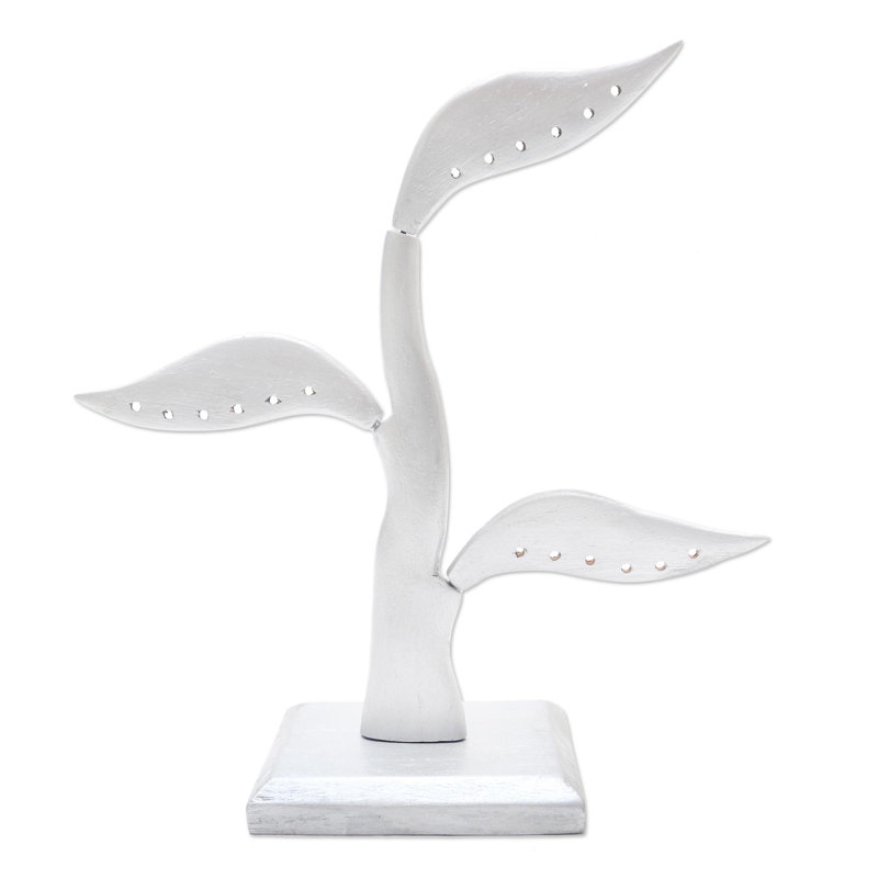 Wood Jewelry Stand, Silver