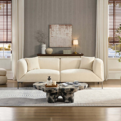 Modern Upholstered Sofa for Living Room, Cozy & Stvlish 2-Seat Couch withPlush Cushions, Perfect for Family Movie Nights, Reading Hours, and Modern Home Decor, Beige