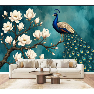 Papier peint auto-adhésif Peacock Peacock Magnolia Blossoms