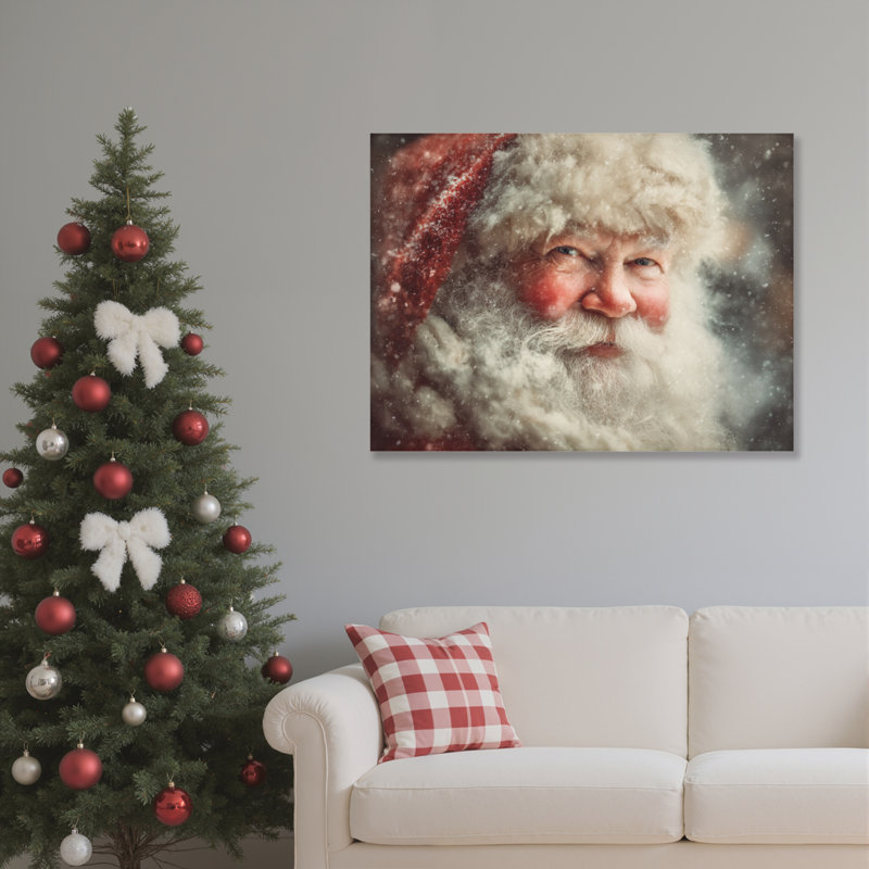 Portrait de père Noël, art mural sur toile, H 12 po x l 18 po