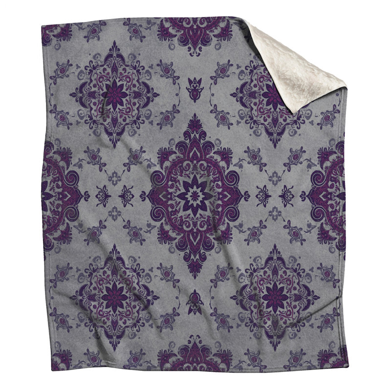 Purple Ornate Medallion Blankets, 60in W x 80in H