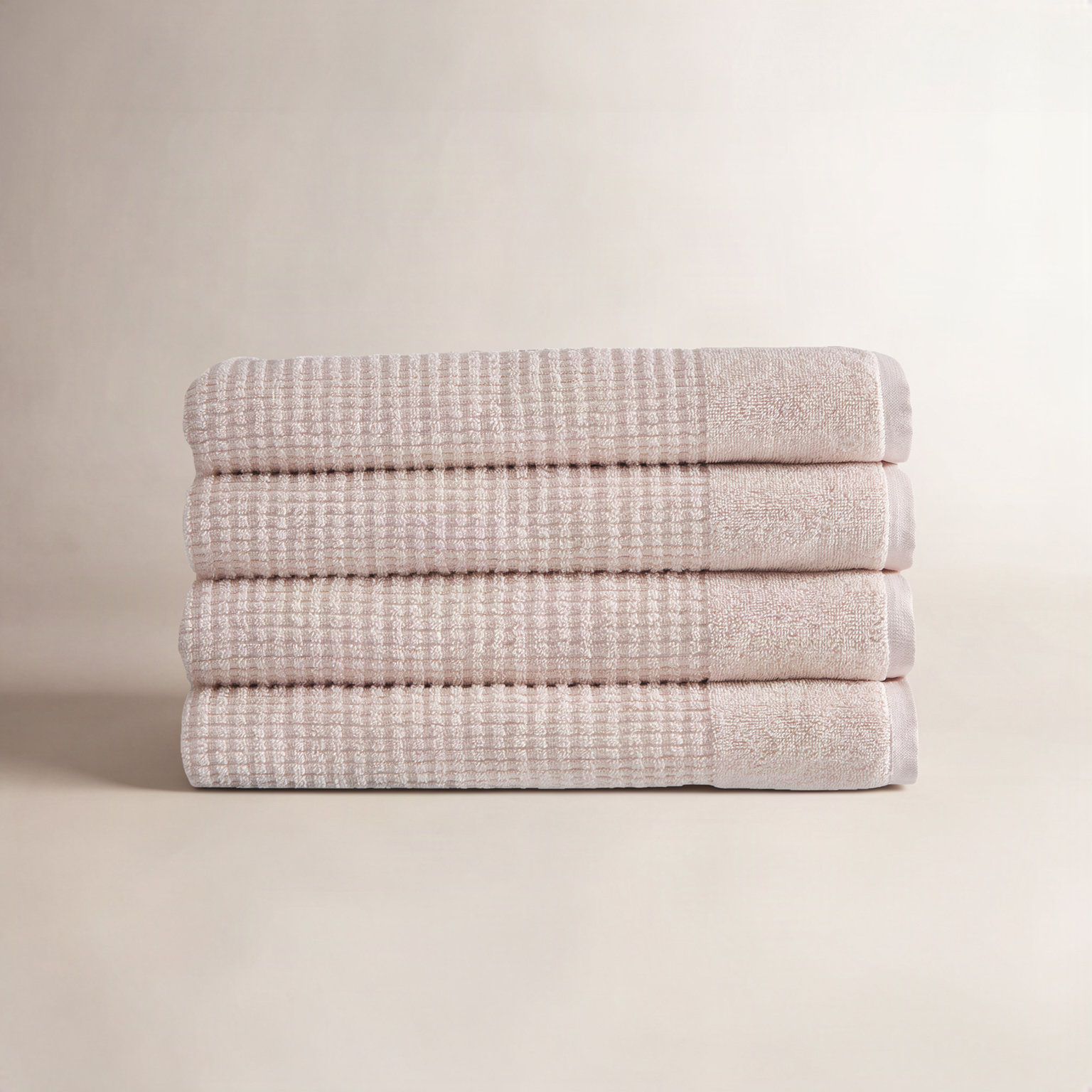 Earline 4-Piece Turkish Cotton Bath Towel Set, Pink
