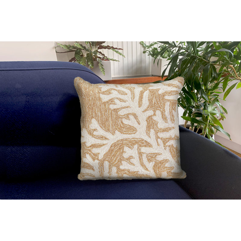  Coral Outdoor Square Pillow Cover & Insert, Neutral