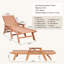 Chaise longue inclinable d'extérieur, réglable en 6 positions, brune, résistante aux intempéries, avec porte-gobelet