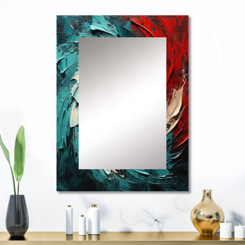Rouge bleu majestueux mouvement spirale II - spirale abstraite, miroir mural, 32 po x 24 po