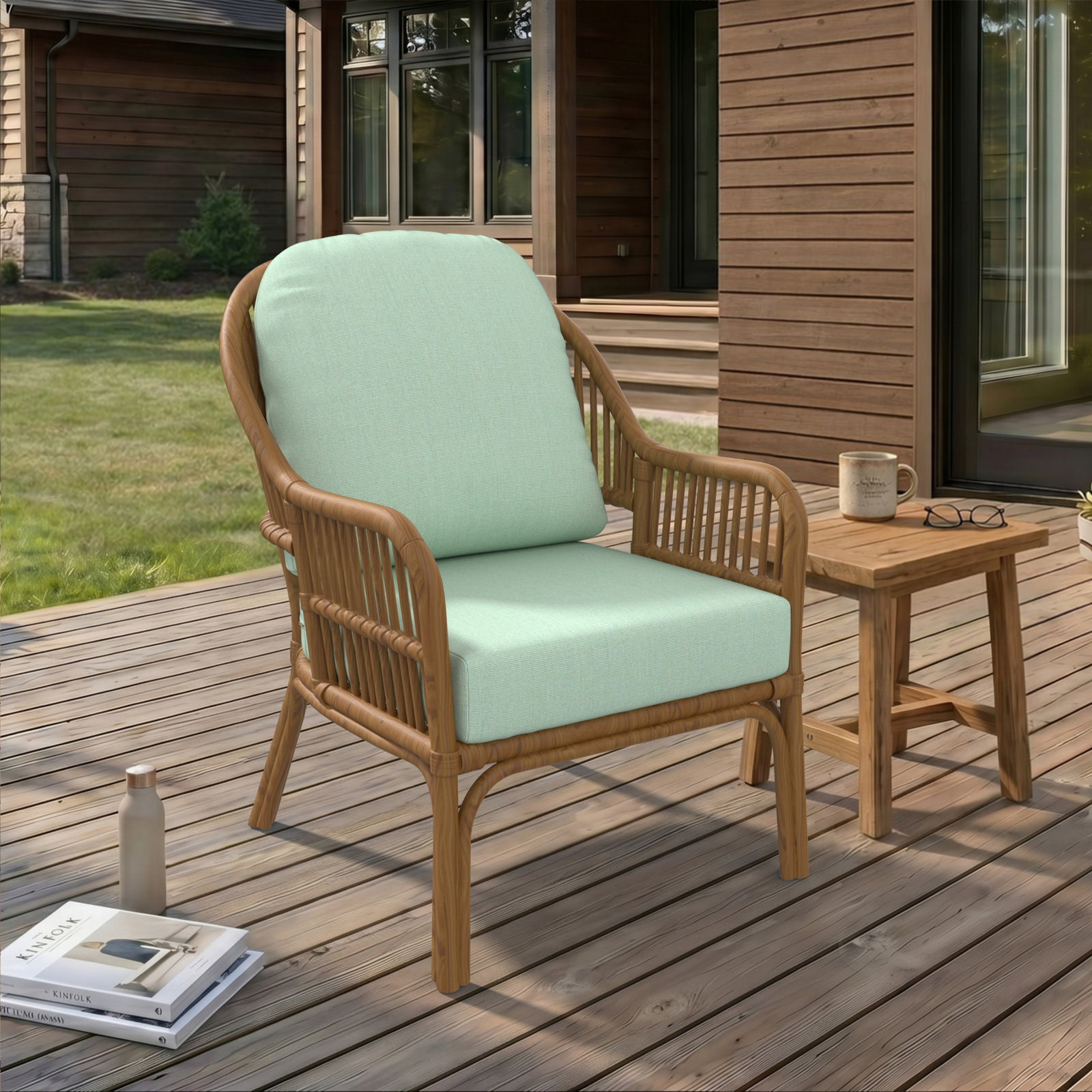 Amala Outdoor Sunbrella® Seat/Back Cushion, Canvas Spa Sunbrella® Canvas