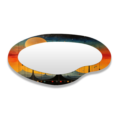 Nocturnal Full Moon Mountain Dreamscapes - Abstract Asymmetrical Shapes - Modern Large Wall Mirror