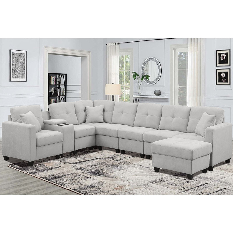 Canapé modulaire, LIGHTGREY, Light Grey Velvet