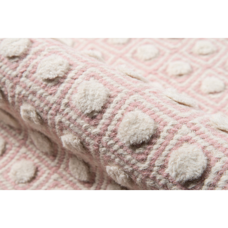 Langdon Wool Polka Dots Area Rug in Pink, Rectangle 8'6" x 11'6"