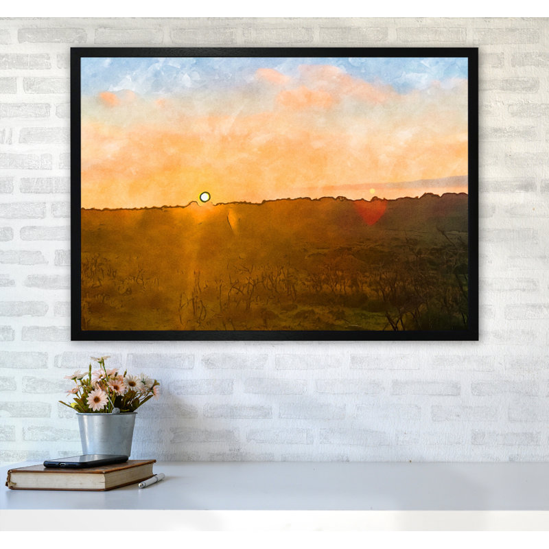 Sunset Over Dartmoor Landscape - Print, Black Framed, 64cm H x 88cm W x 3cm D