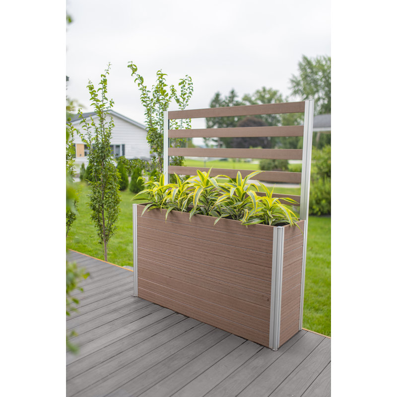 Espresso Brown Vinyl Large Planter Box with Trellis