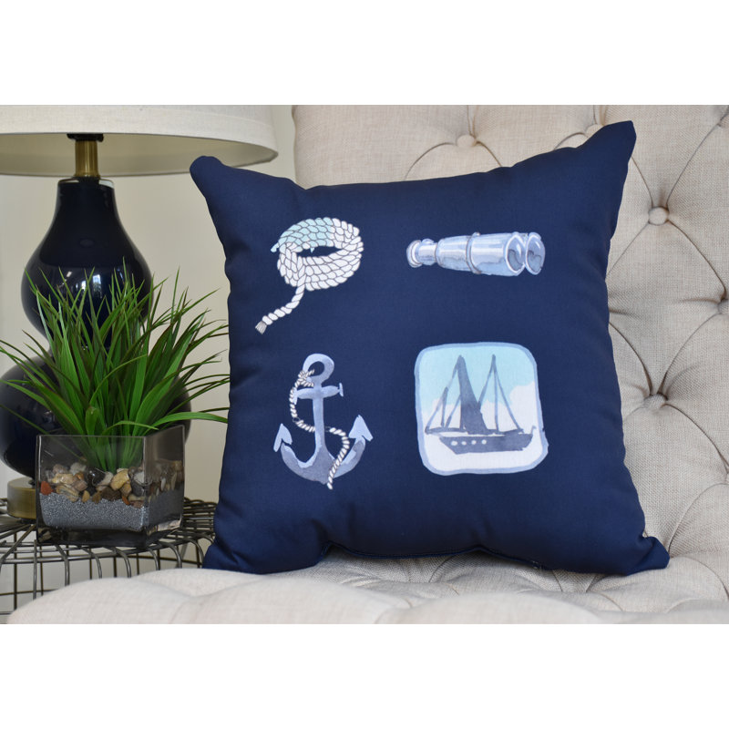 Housse et insert de coussin carré Nantucket, Bleu marine, 20 po x 20 po