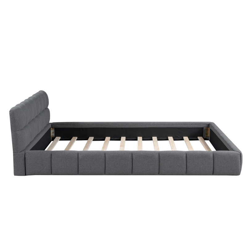 King Size  Upholstered Bed Frame With Thick Fabric, Chenille Fabric Grounded Queen Size Platform Bed With Headboard And Solid Frame. No Box Spring Needed88.5''*85.5''*24'')