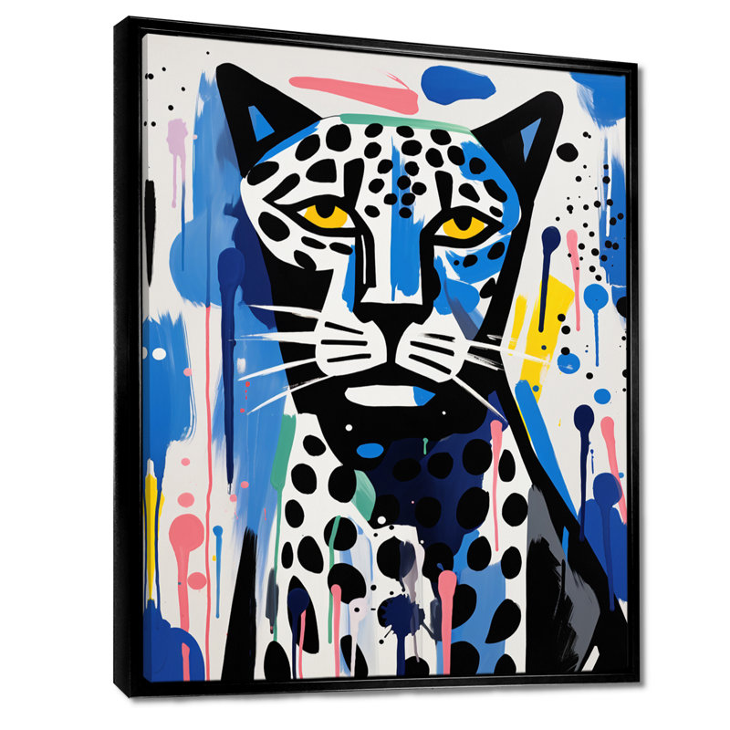 Portrait abstrait d'un tigre triste, H 20 po x l 12 po x P 1 po, Toile avec cadre flottant noir