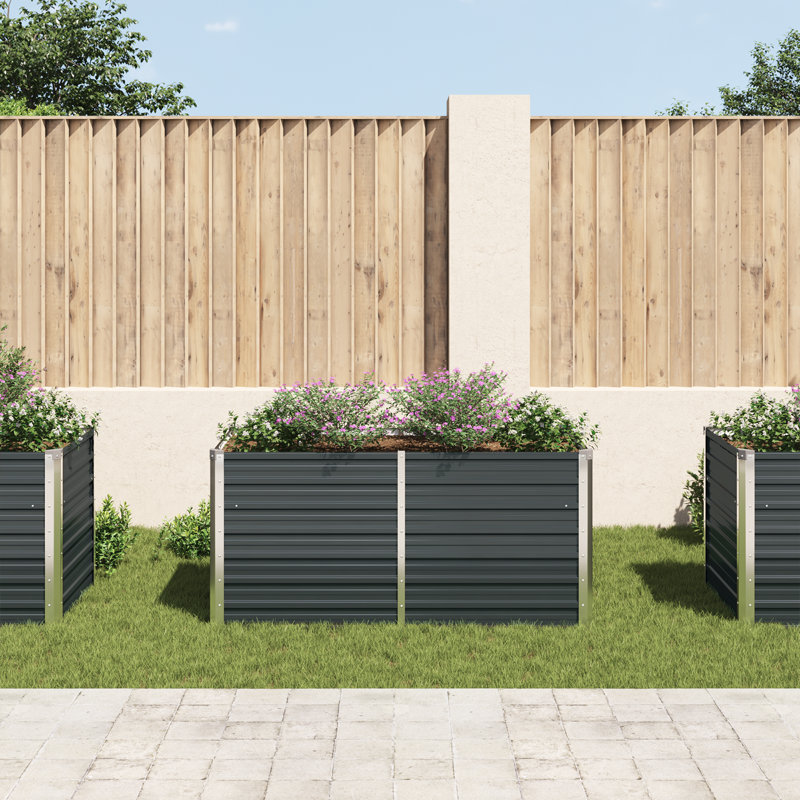 Alissa Metal Planter Box, 77 cm H x 160 cm W x 80 cm D, Anthracite