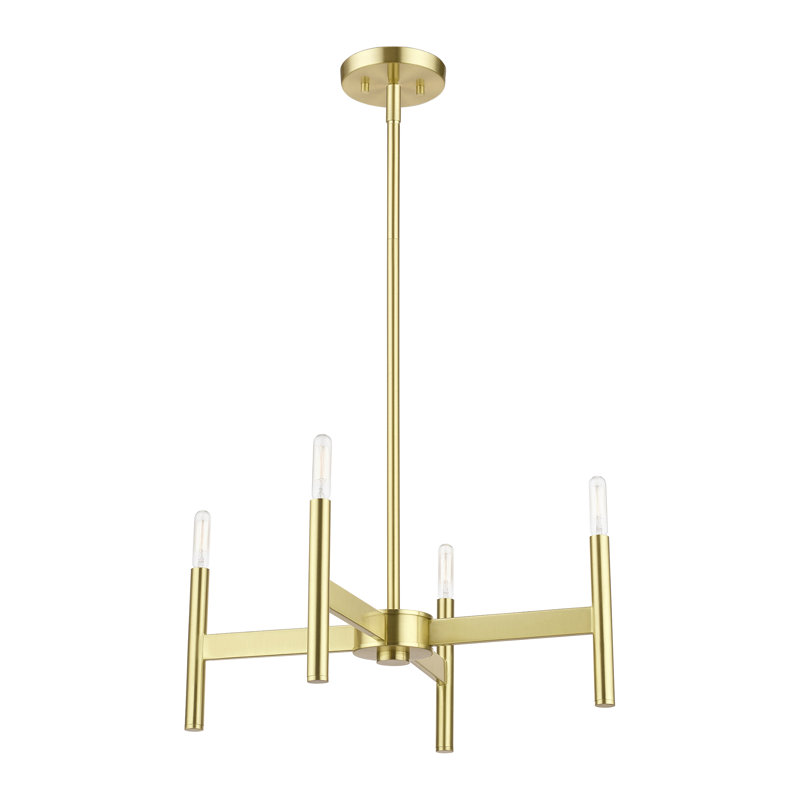 Lustre traditionnel à 4 lumières de style bougie Bucoli, Laiton satiné