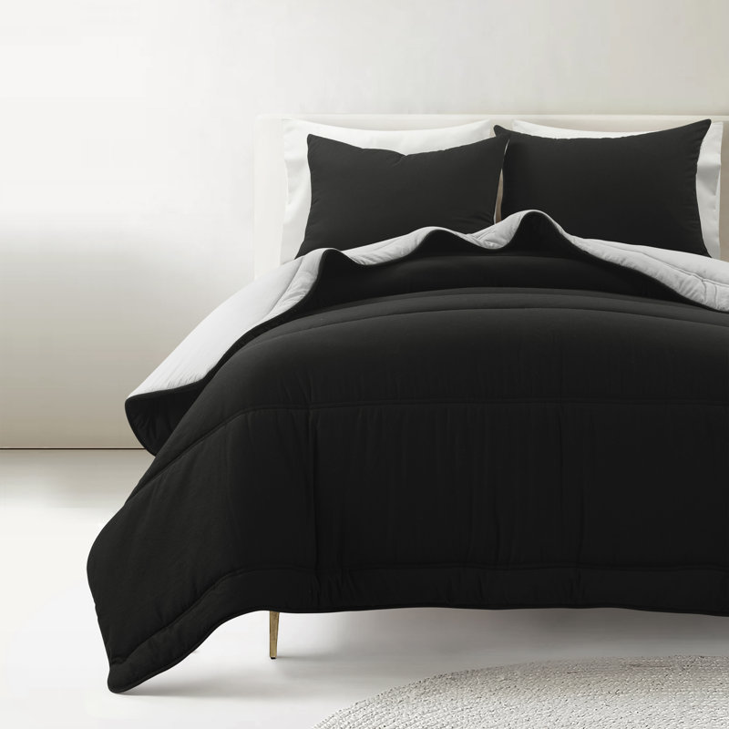 Oslo Soft Reversible Quilted Comforter Set, Silver, Queen Comforter + 2 Standard Shams