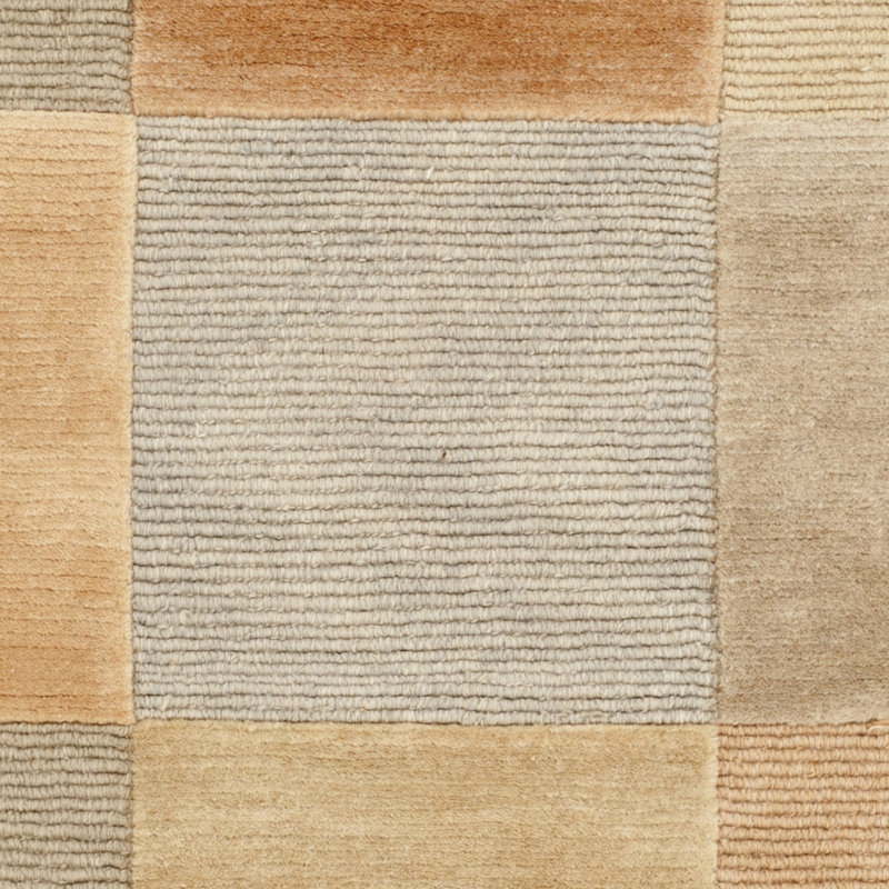 Tibetan Checked Beige/Apricot Area Rug, Rectangle 5' x 7'6"