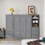 Grand lit escamotable avec 1 garde-robe, 5 tiroirs et 3 tablettes - Lit mural peu encombrant pour petits espaces, gris-1227720387