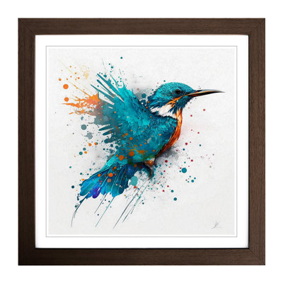 Kingfisher Splatter Art - Framed Print